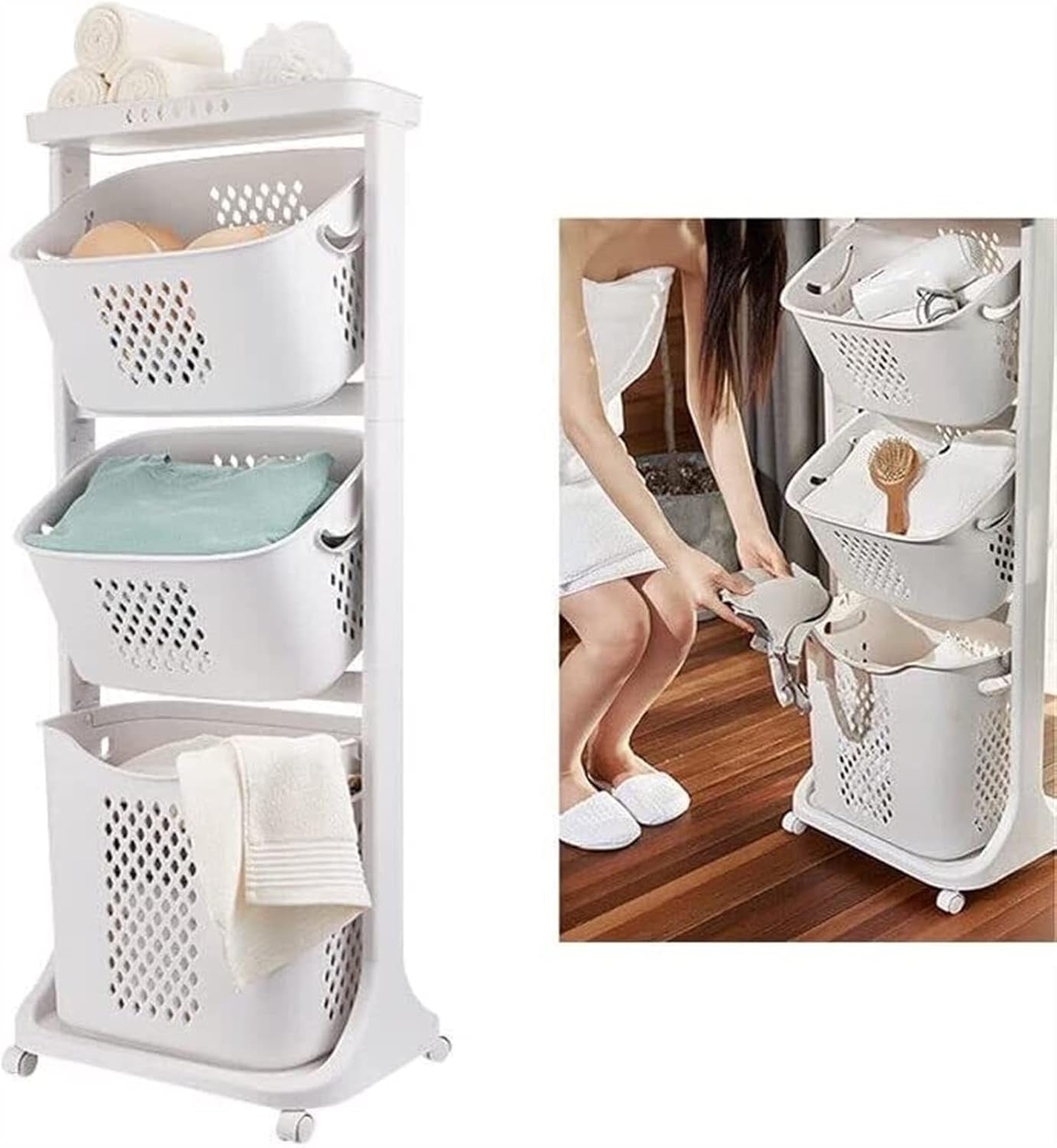 Collection of LuxTier Rolling Laundry Storage in a gallery layout