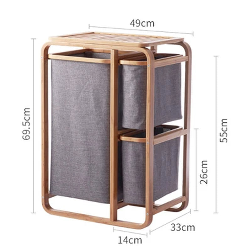 "3 Grid Bamboo Laundry Basket - Stylish Storage Solution for Dirty Clothes and More!"