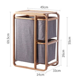 Collection of "3 Grid Bamboo Laundry Basket - Stylish Storage Solution for Dirty Clothes and More!" in a gallery layout