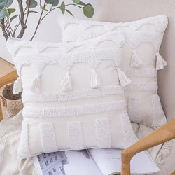 Collection of Moroccan Tassel Cushion Covers in a gallery layout