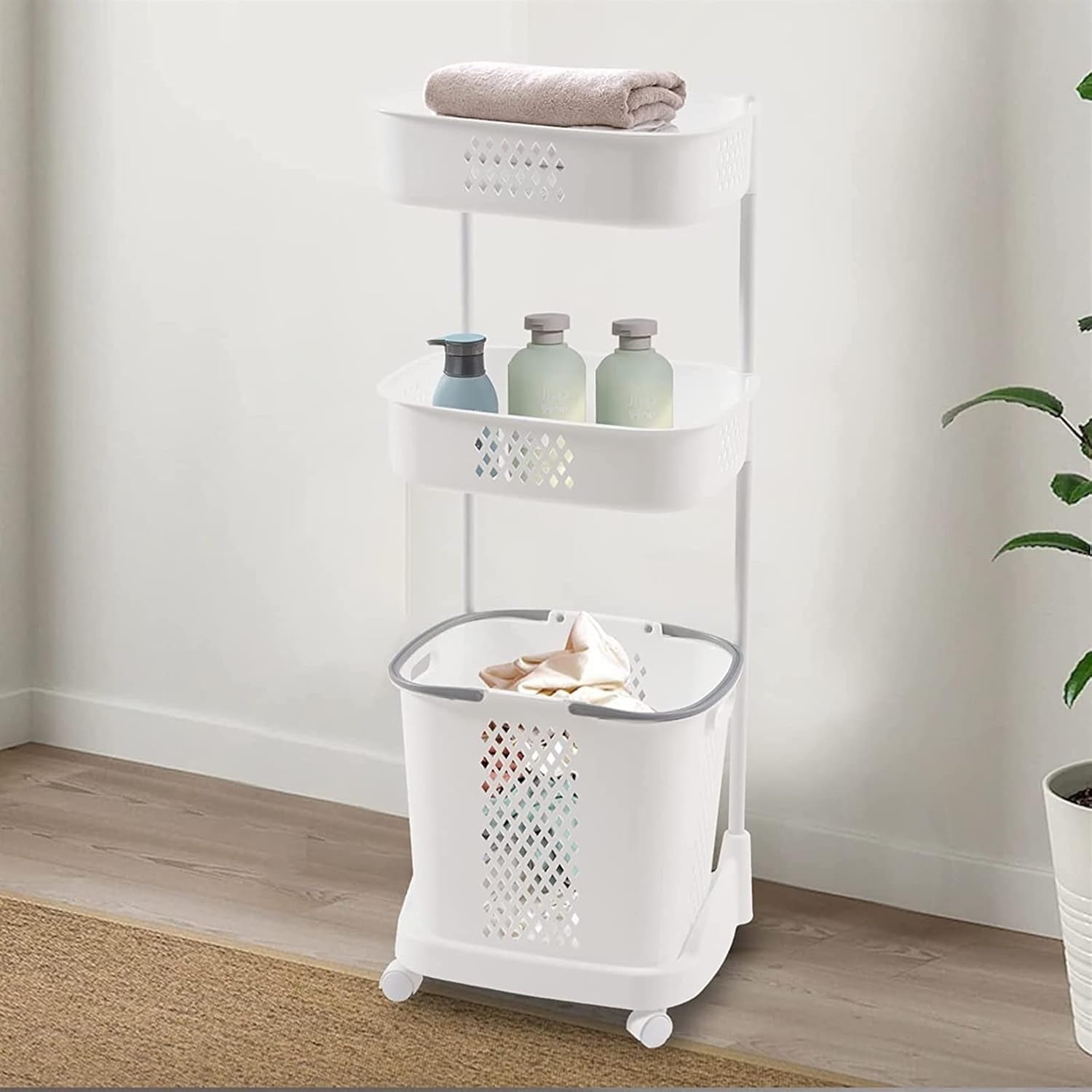 LuxTier Rolling Laundry Storage