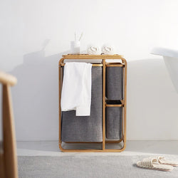 Collection of "3 Grid Bamboo Laundry Basket - Stylish Storage Solution for Dirty Clothes and More!" in a gallery layout