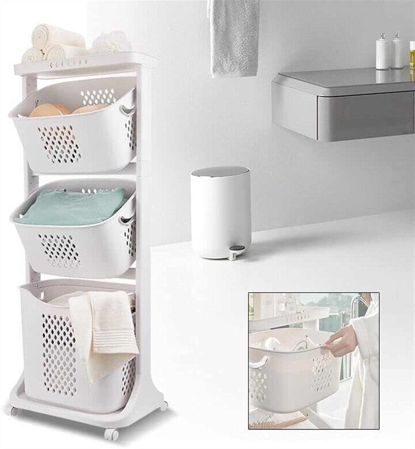 LuxTier Rolling Laundry Storage