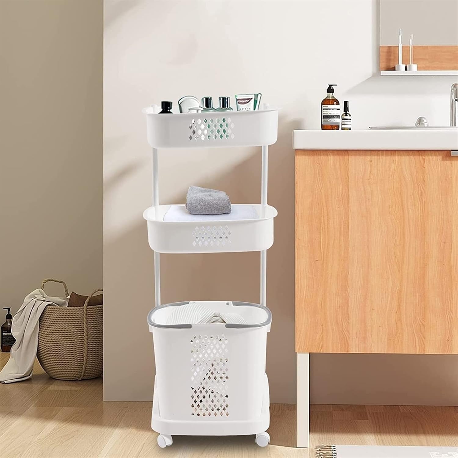 LuxTier Rolling Laundry Storage